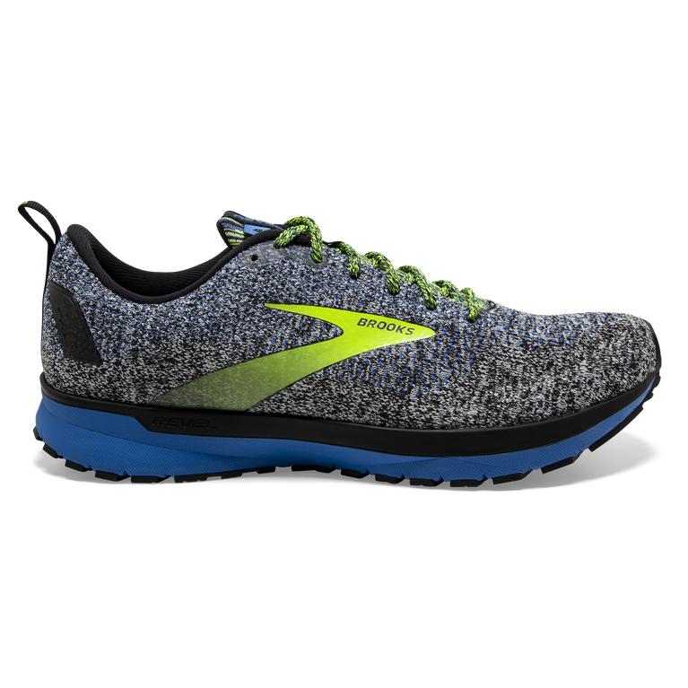 Brooks Revel 4 Road Running Shoes - Men's - Black/Blue/GreenYellow/Nightlife (28601-QLPM)